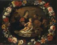 Loir Nicolas Piere Monnoyer Jean-Baptiste Holy Family within the Garland of Flowers  - Hermitage